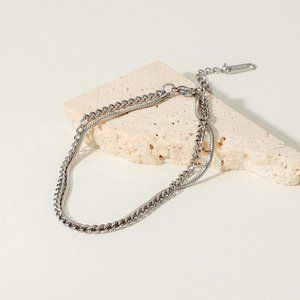 Fashion personality stainless steel double layer snake Cuban chain bracelet